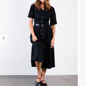 NWT Black Button-Up Utility Midi Dress